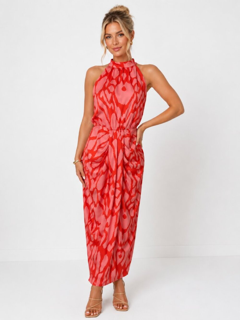 NWT Gilli Evelyn pink & orange maxi dress, size large